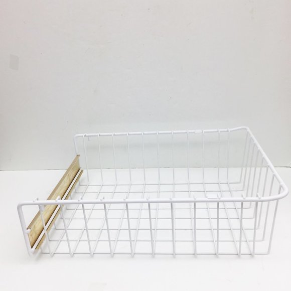 Whirlpool Refrigerator Freezer Basket White Gold Metal Trim Vintage 15x12x4.5 - Picture 3 of 5